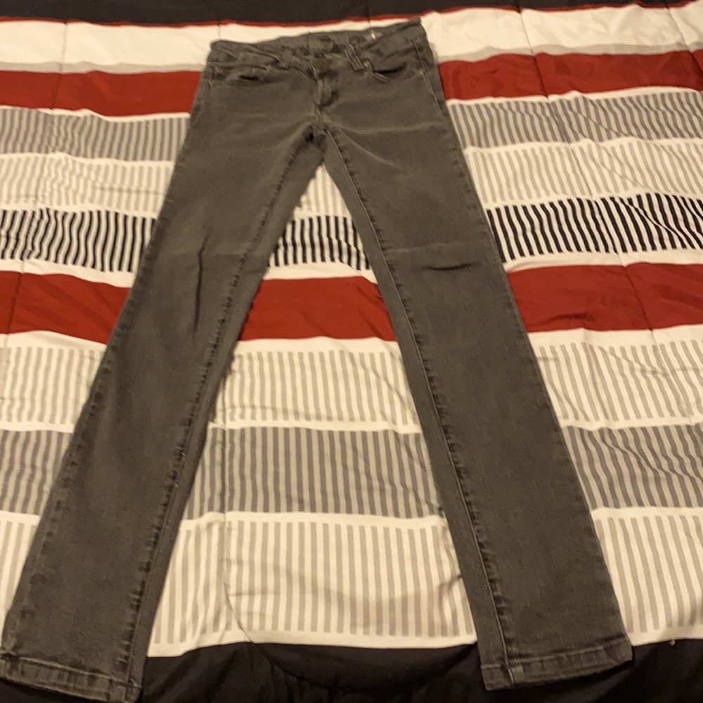 Celebrity pink black denim skinny jeans